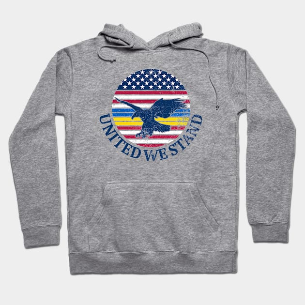 Ukraine and American Flag with Eagle, United we Stand Hoodie by ObscureDesigns